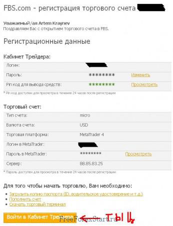 data for FBS trading account