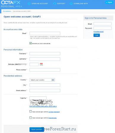 open OctaFX bonus account